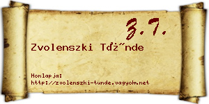 Zvolenszki Tünde névjegykártya